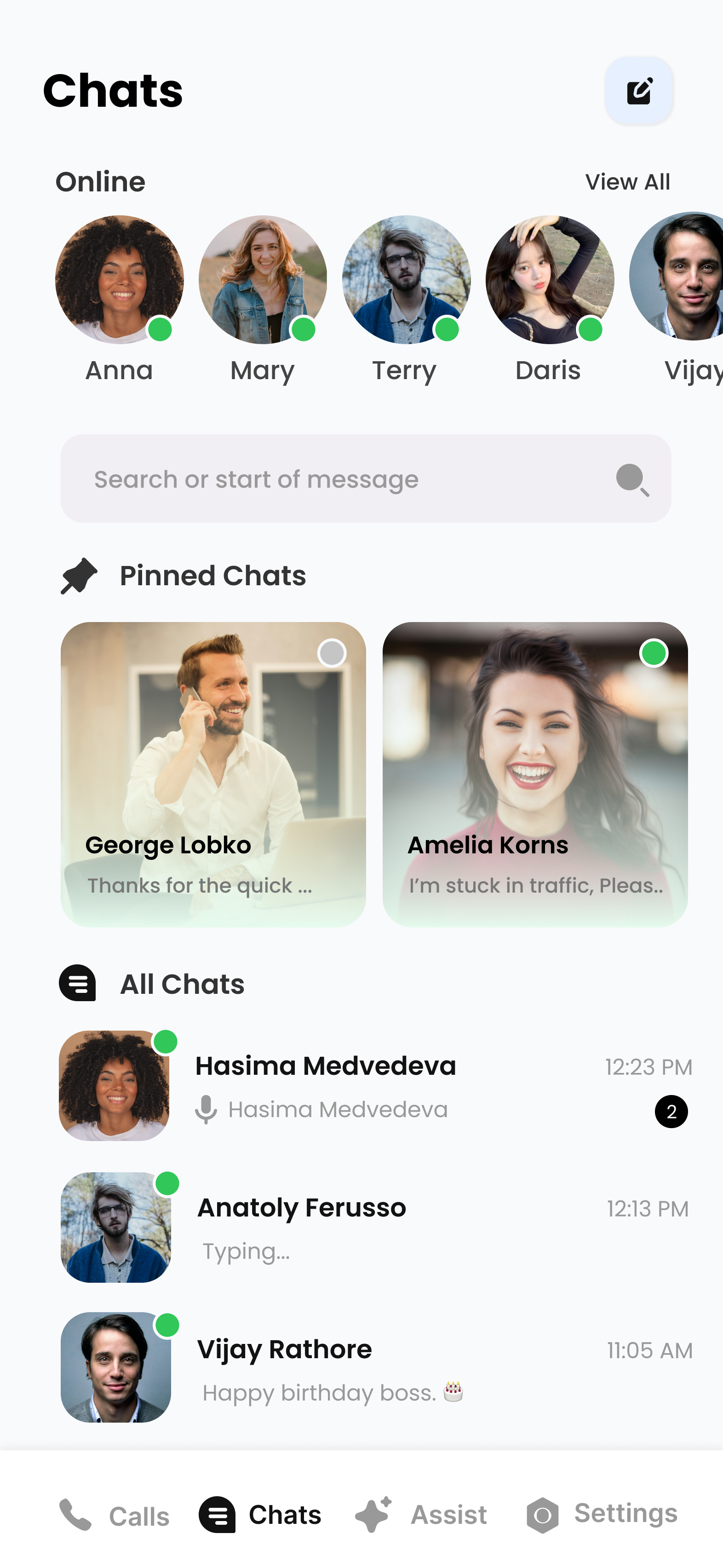 ChatShyld Chats screen with illustrative conversations